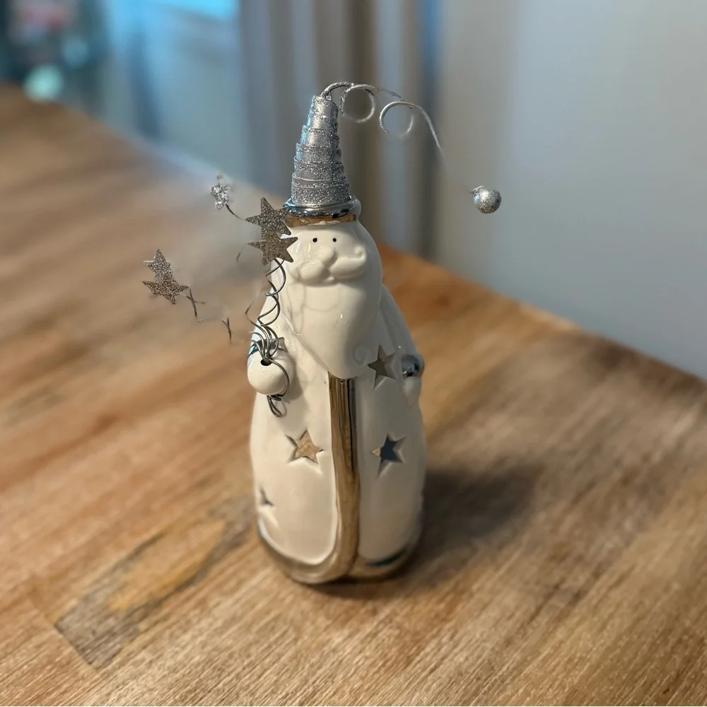 Silver and White Holiday Santa Figurine